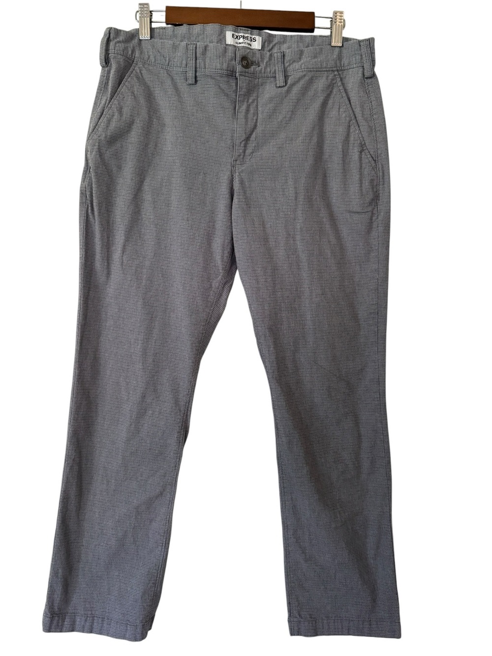Express Men's Light Gray Houndstooth Chino Pants